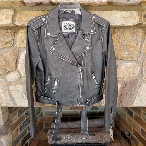 Levi's Faux Leather Moto Motorcycle Jacket Large - Picture 8 of 8